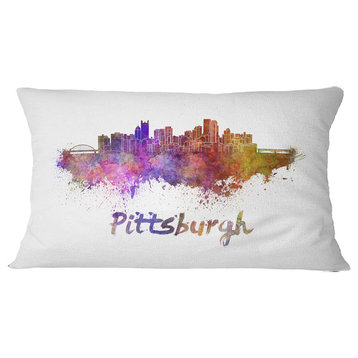 Pittsburgh Skyline Cityscape Throw Pillow, 12"x20"