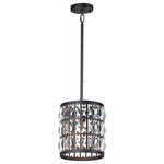 Maxim Lighting - Madeline 1-Light Mini Pendant, Matte Black - Rectilinear Beveled Crystals bejewel a Matte Black frame creates stark contrast to this radiantly prismatic display of light. The bound crystal is fixed to the frame to reduce time spent dressing the fixture.