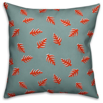 Palm Pattern, Red and Blue Throw Pillow, 18"x18"