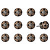 HomeRoots 1.5" x 1.5" x 1.5" Ceramic/Metal Brown Black 12 Pack Knob