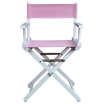 18" Director's Chair White Frame, Pink Canvas
