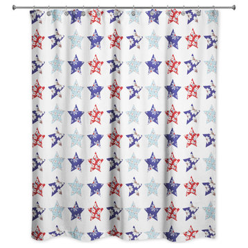 Floral Stars Pattern 71 x 74 Shower Curtain