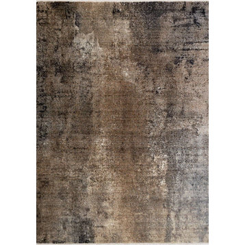 Sydney Collection Brown Gray Ornate Tassled Area Rug, 5'3"x7'10"