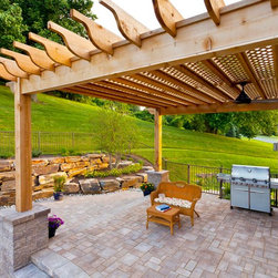 Wood Pergola on CST Wallstone Piers - Pergolas