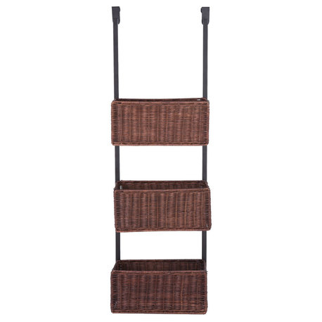 Kylan Over-The-Door 3-Tier Basket Storage, Espresso and Black