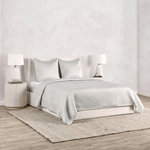 Kosas Home - Winthrop 100% Sateen Silver Quilt by Kosas Home, Silver Gray, King - Give into the silky luxe appeal of the Winthrop Collection. Hand quilted to uplift the sheen and touch of the fabric, this collection will make it difficult for you to leave the comfort of your bed.