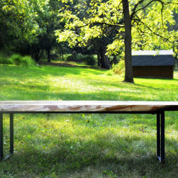 Industrial Rustic Live Edge Bench - Indoor Benches