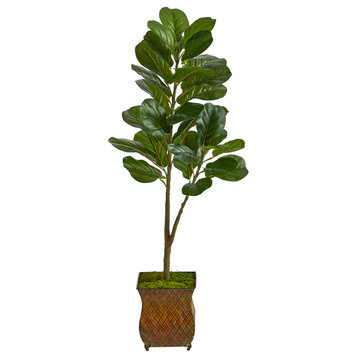 4 ft. Fiddle Leaf Fig Artificial Tree, Metal Planter