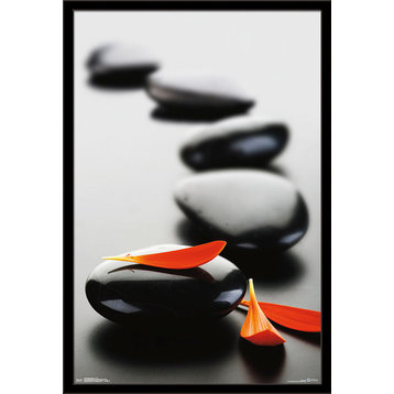 Massage Stones Red Poster, Black Framed Version