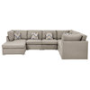 Amira Beige Fabric Reversible Modular Sectional Sofa with Ottoman and Pillows