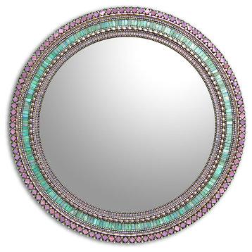 Seafoam Purple Mosaic Mirror, 19" Round
