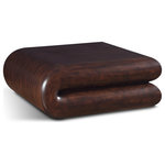 Meridian Furniture - Enigma Coffee Table, Brown - Impress family and guests alike with your modish tastes when you bring home this Enigma coffee table. This attention-grabbing coffee table looks like it was plucked from an art gallery and deposited in your living room or den with its curvy design and painted veneer color in chic brown. It's made to draw attention from every angle and is perfectly sized to hold a scrabble board or other game on family game night. Pair it with your favorite items from the Enigma collection for a cohesive look.