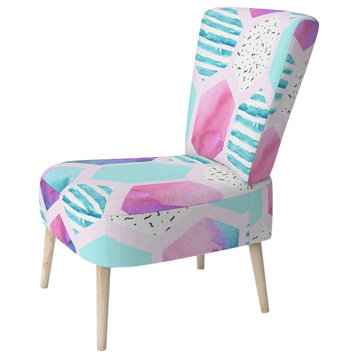Pink and Blue Triangle Geometric Chair, Side Chair