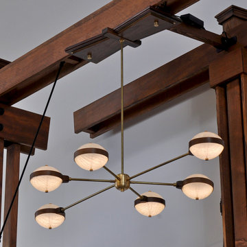 The Avalon – Modern Brass and Hardwood Atomic Chandelier