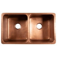 Rivera Copper 32" Double Bowl Undermount Kitchen Sink