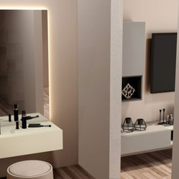 Dressing Table in Dark Walnut and Alabaster White Supplied by Inspired Elements - Dressing Tables