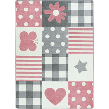Patchwork Girl 5'4" x 7'8" area rug in color Blush