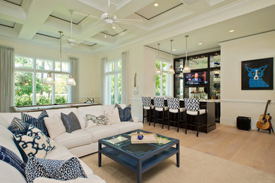Inspiration for a large transitional family room in Miami.