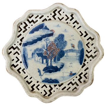 Chinese Blue White Scenery Porcelain Coaster Stand Soap Holder, Hws2232