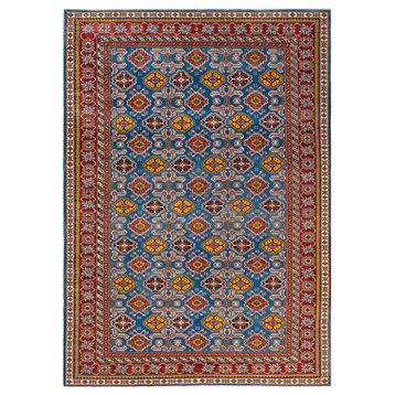 Tribal, One-of-a-Kind Hand-Knotted Area Rug Blue, 6'10"x9'10"