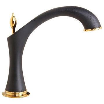 Fontana Matte Black and Gold Widespread Automatic Sensor Faucet
