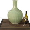 Celadon Carved Bamboo Globular Vase - Green