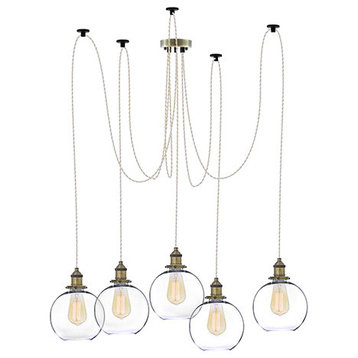 Beige And Glass Shade Swag Chandelier