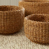 Set of 3 Woven Sea Grass Storage Baskets Cylinder 18 15 12 in Natural Spa Towel