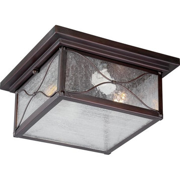 Vega 2 Light Outdoor Flush Fixture With Clear Seed Glass
