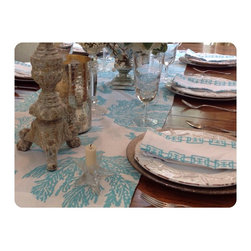 Coastal Hand Block Printed Linens - Kitchen And Table Linens