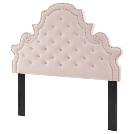 Tufted Headboard, King Size, Velvet, Pink, Modern Contemporary, Bedroom Master