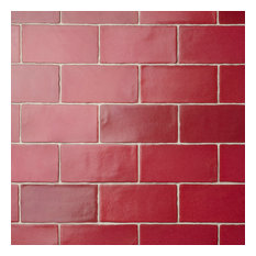SomerTile Antic Special 3" x 6" Ceramic Wall Subway Tile, Red Moon