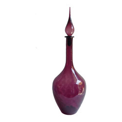 Mid Century Glass Decanter Genie Bottle - Vases