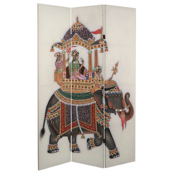 6' Tall Double Sided Raja's Elephant Canvas Room Divider