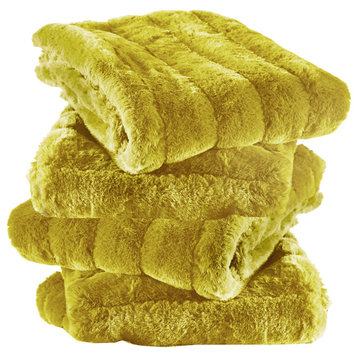 Super Mink Throw Pillow Covers, Set of 4, Lemon Curry, 20''x20''
