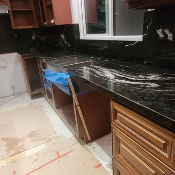 Kitchen Countertops and Backsplash in Titanium and Quartzite, Camarillo, CA