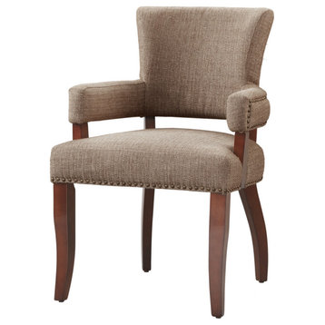 Madison Park Armed Transitional Dining Chair, Brown