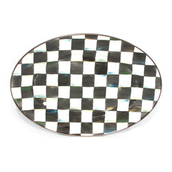 Courtly Check Enamel Oval Platter - Small | MacKenzie-Childs - Serving Dishes And Platters