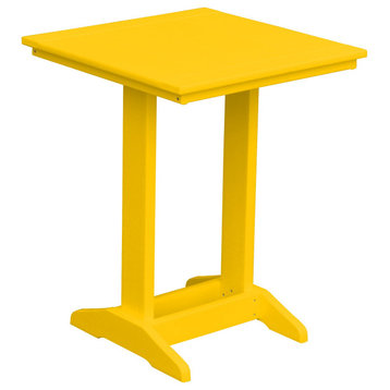 Poly Lumber Balcony Side Table, Lemon Yellow, Square