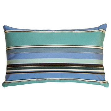 Pillow Decor, Sunbrella Dolce Oasis Stripes Outdoor Pillow, 12"x20"