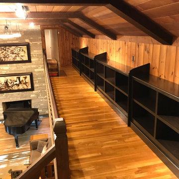 Bookcases along a hallway in Lincoln, MA