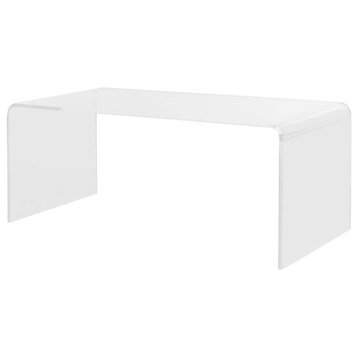 Modern Coffee Table, Minimalistic Acrylic Construction With Rounded Edges, Clear