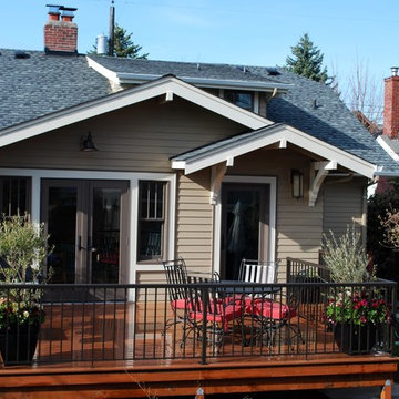 Exterior bungalow craftsman addition with deck