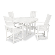 POLYWOOD Modern Adirondack 5-Piece Farmhouse Dining Set, White