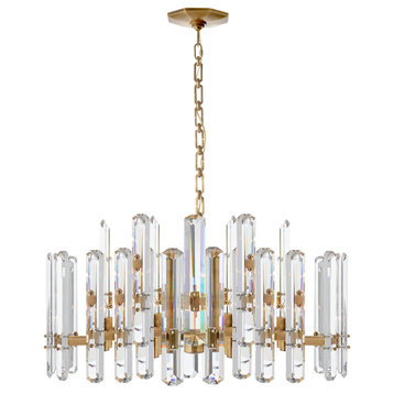 Bonnington Large Chandelier in Hand-Rubbed Antique Brass with Crystal