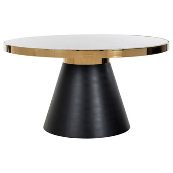 Gold Framed Marble Pedestal Dining Table | OROA Odin