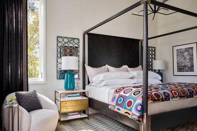 Inspiration for a contemporary wallpaper bedroom remodel in Atlanta