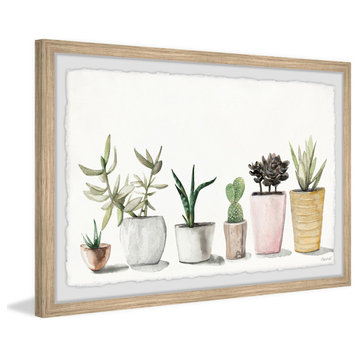 "Pastel Colored Planters" Framed Painting Print, 12"x8"