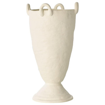 Luxe Organic Sculpture Oversize Chalice Vase White Ceramic Modern 24" Goblet