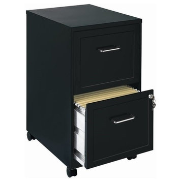Scranton & Co 18" 2-Drawer Modern Metal Mobile Vertical File Cabinet in Black
